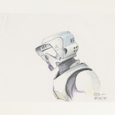 Lot # 1: Scout Trooper Colored Sketch - Bust-up