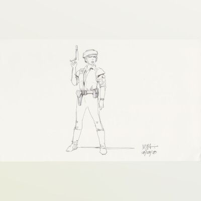 Lot # 7: Princess Leia Costume Sketch - Endor Battle Outfit