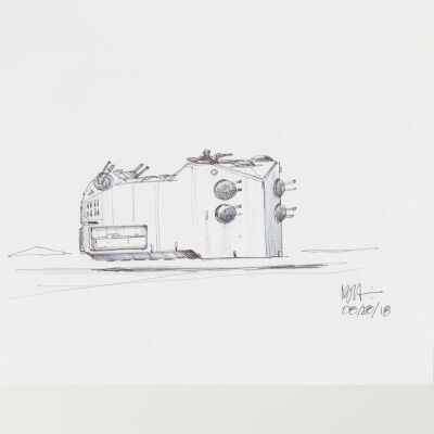 Lot # 13: Hoth Hovering Tank Colored Design Sketch