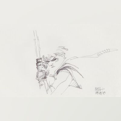 Lot # 18: Luke Skywalker Sketch - with Lightsaber
