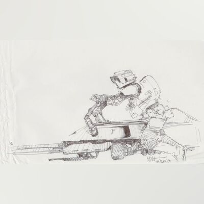 Lot # 20: Speeder Bike with Scout Trooper Design Sketch