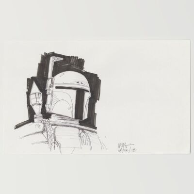 Lot # 24: Boba Fett Sketch - Helmet Study