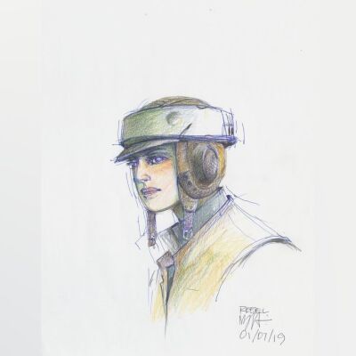 Lot # 32: Rebel Soldier Endor helmet Colored Costume Sketch