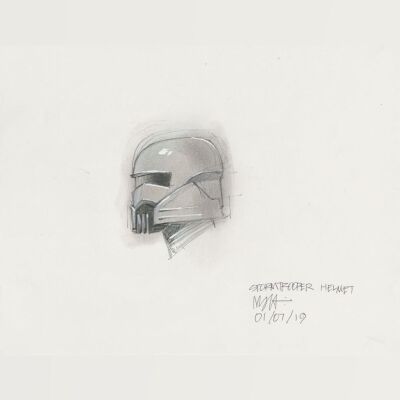 Lot # 66: Alternate Stormtrooper Helmet Costume Colored Design Sketch