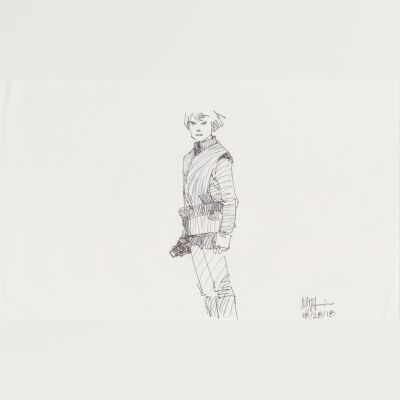 Lot # 92: Luke Skywalker Costume Sketch - Shaded