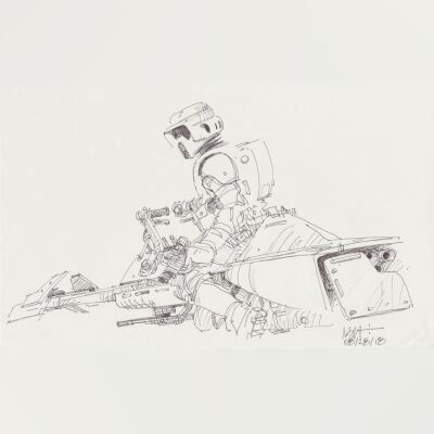 Lot # 117: Speeder Bike with Scout Trooper Design Sketch