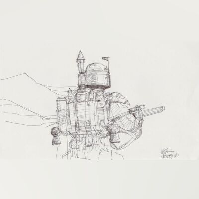 Lot # 118: Boba Fett Sketch - Jetpack detail