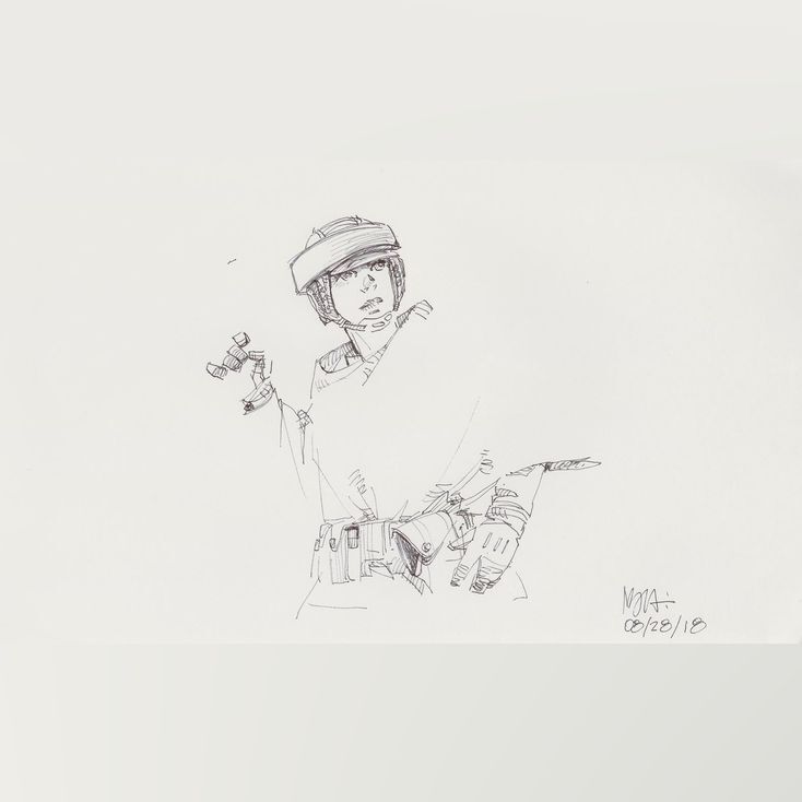 Lot # 129: Princess Leia Costume Sketch - Endor helmet