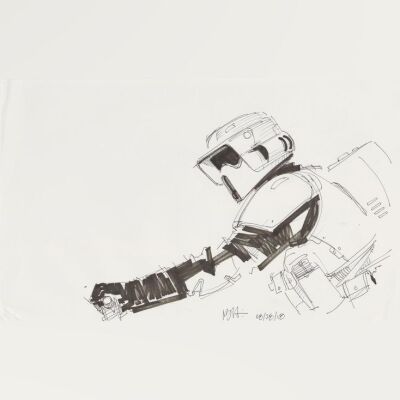 Lot # 154: Scout Trooper Sketch - Riding