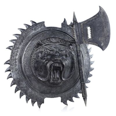 Lot # 61: Black Bear Corps Axe and Shield