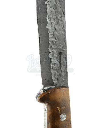 Lot # 444: JOHN WICK: CHAPTER 3 - PARABELLUM - John Wick's Stunt Antique Fight Rugged Dark Handled Knife - 4