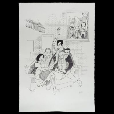 Lot # 18: FRIENDS - Al Hirschfeld Cast and Producers Cartoon Lithograph (#84/100)
