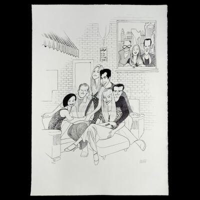 Lot # 62: FRIENDS - Al Hirschfeld Cast and Producers Cartoon Lithograph (#85/100)