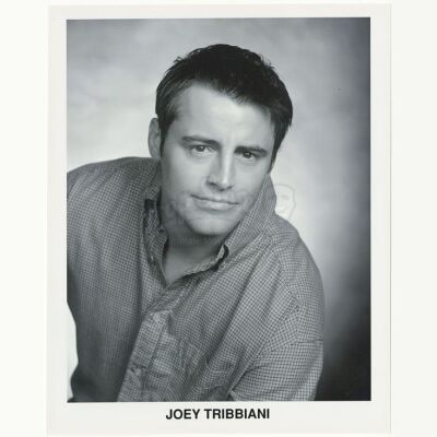 Lot # 106: FRIENDS - Joey Tribbiani's Dry Cleaners Black and White Headshot
