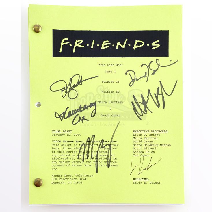 Friends the Last One Final Episode Script Signed 