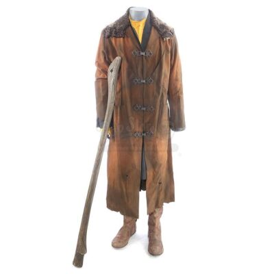 Lot # 2: ROBIN HOOD (2018) - John's Escaping Guy of Gisbourne Costume with Staff