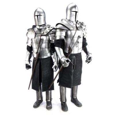 Lot # 17: ROBIN HOOD (2018) - Two Cardinal's Guard Armor Costumes with Weaponry