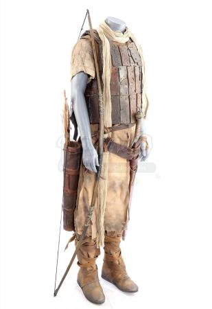 Lot # 24: ROBIN HOOD (2018) - Robin's Crusader Costume with Bow, Sword, Arrow, and Draft Notice - 2