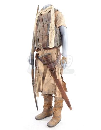 Lot # 24: ROBIN HOOD (2018) - Robin's Crusader Costume with Bow, Sword, Arrow, and Draft Notice - 3