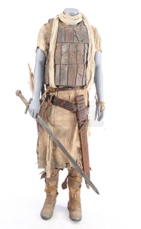 Lot # 24: ROBIN HOOD (2018) - Robin's Crusader Costume with Bow, Sword, Arrow, and Draft Notice - 7