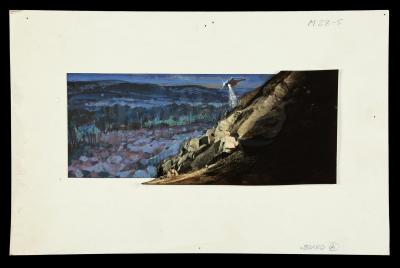 Lot #174 - CLOSE ENCOUNTERS OF THE THIRD KIND (1977) - Hand-Painted Devil's Tower Base Shot Concept Illustration
