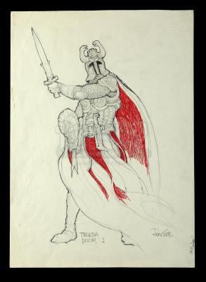 Lot #178 - CONAN THE BARBARIAN (1982) - Hand-Drawn Ron Cobb Thulsa Doom Concept Sketch