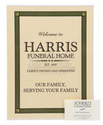 Lot # 71: THE HAUNTING OF HILL HOUSE - Harris Funeral Home Sign with Business Card