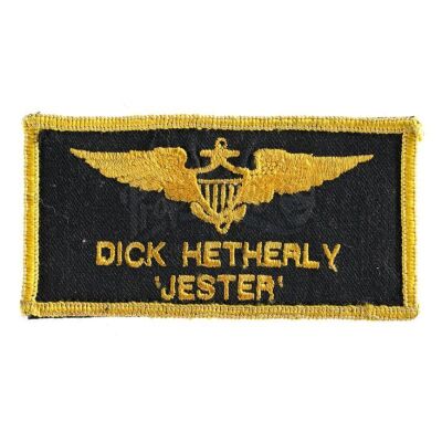 Lot # 385: TOP GUN (1986) - Dick "Jester" Hetherly (Michael Ironside) Flight Suit Name Patch