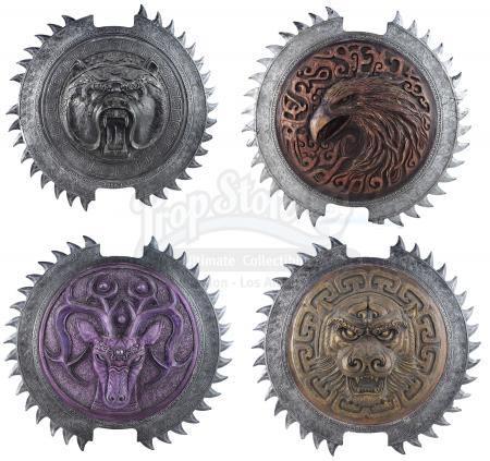 Lot # 15: Set of 4 Shields: Gold Tiger, Purple Deer, Red Eagle and Black Bear Units