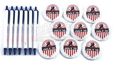 Lot # 19: The Gifted - Set of "Remember July 15" Buttons and Variant Veterans Pens