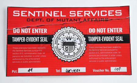 Lot # 122: The Gifted - Sentinel Services Standard and "Do Not Enter" Stickers - 2