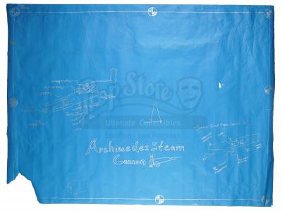 Lot # 12: Episode "Steam Cannon" (2006, E55): Episode Blueprint Signed by Adam Savage - Archimedes Steam Cannon