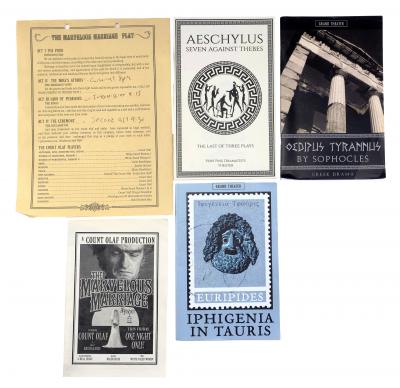 Lot # 23: Netflix's A Series of Unfortunate Events (TV Series) - The Marvelous Marriage Playbill, Stage Manager's Sheet, and Three Grand Theater Playbills