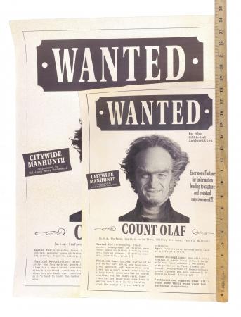 Lot # 184: Netflix's A Series of Unfortunate Events (TV Series) - Count Olaf's Wanted Posters - Clean and Drawn with Mustache - 4